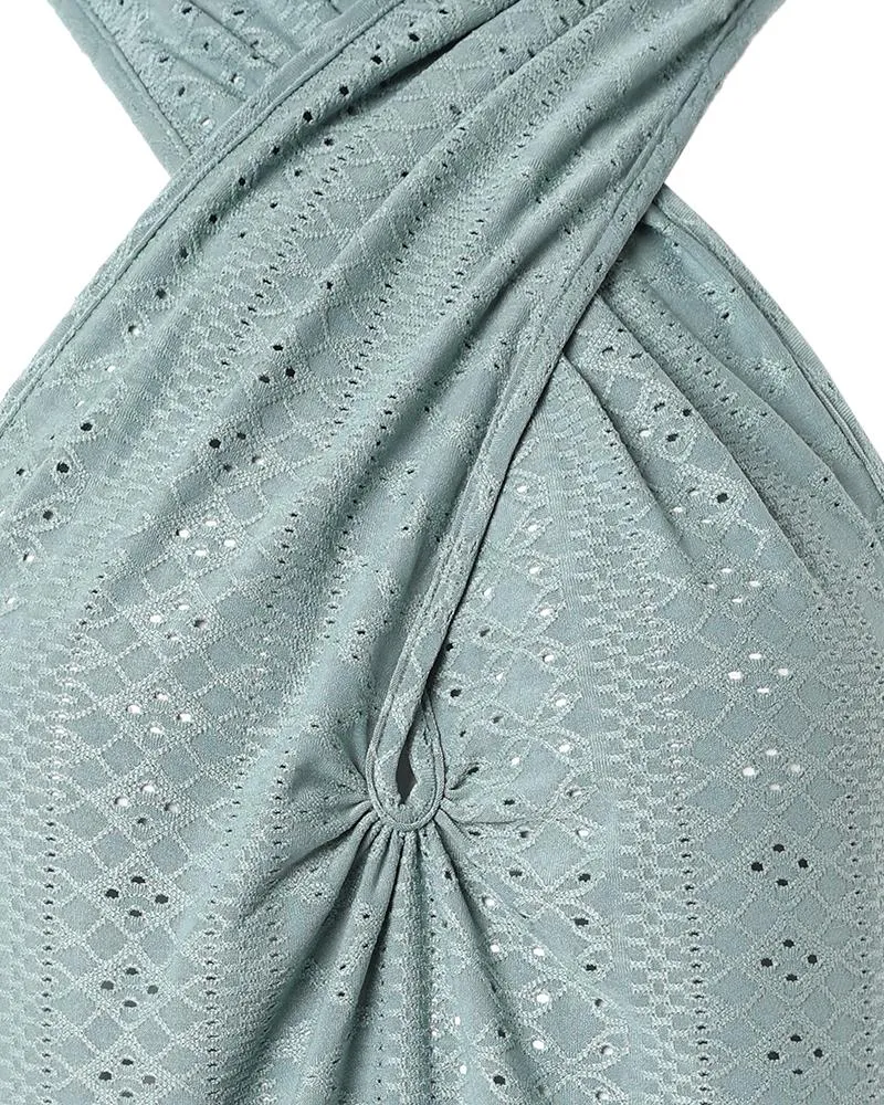 Cross Halter Eyelet Embroidery Tank Top