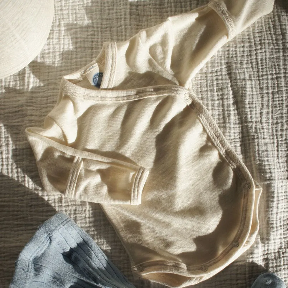 Cross-over body - Long sleeve with fold-over sleeves - Wool & Silk