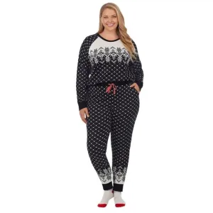 Cuddl Duds Womens Black Soft Sweater Knit Socks 3 Pc Pajamas Sets Plus Sz 3X NWT