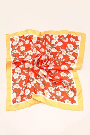 DAISY FLOWER  PRINT SILKY FEELING BANDANA SCARF