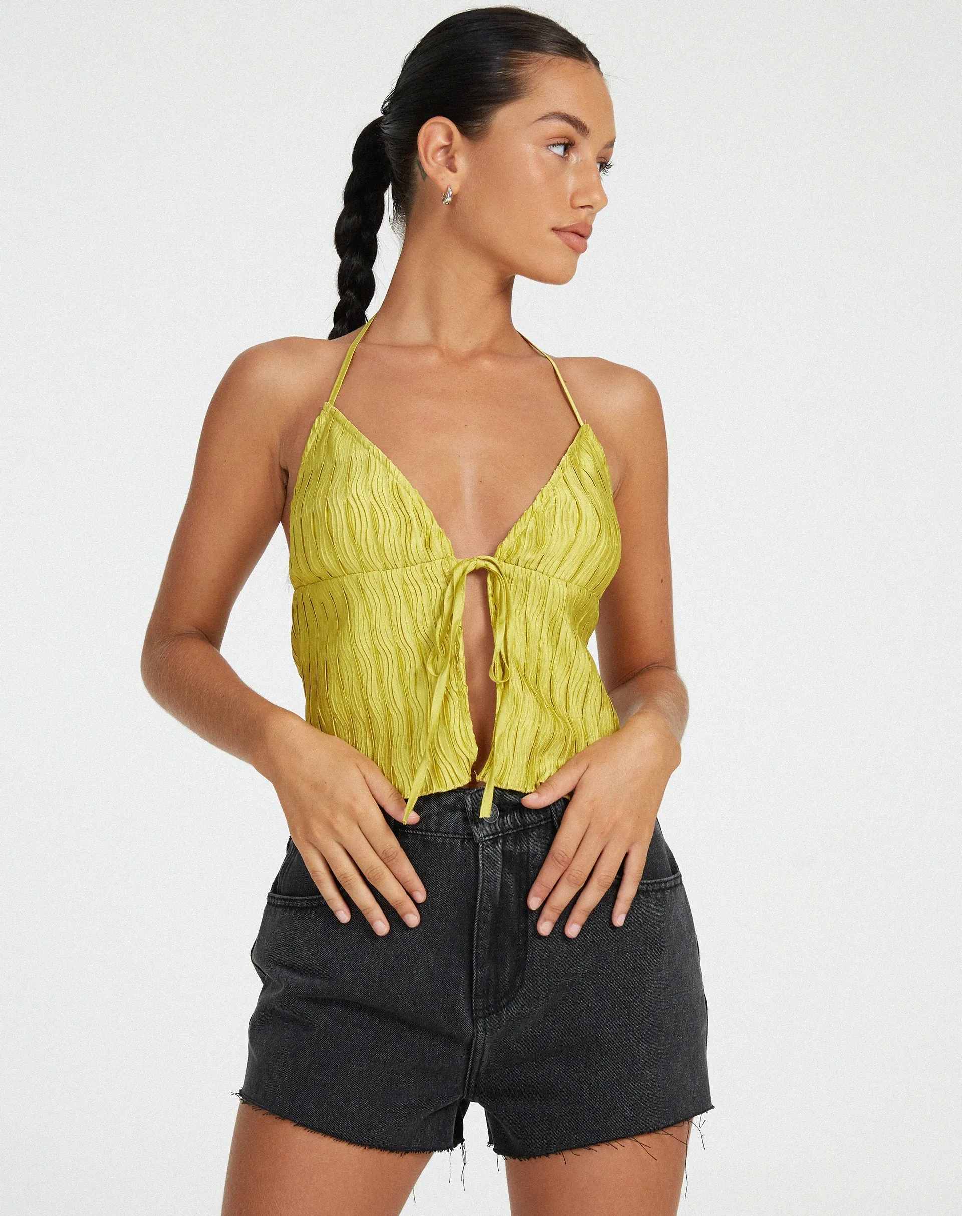 Dama Crop Top in Crinkle Gold
