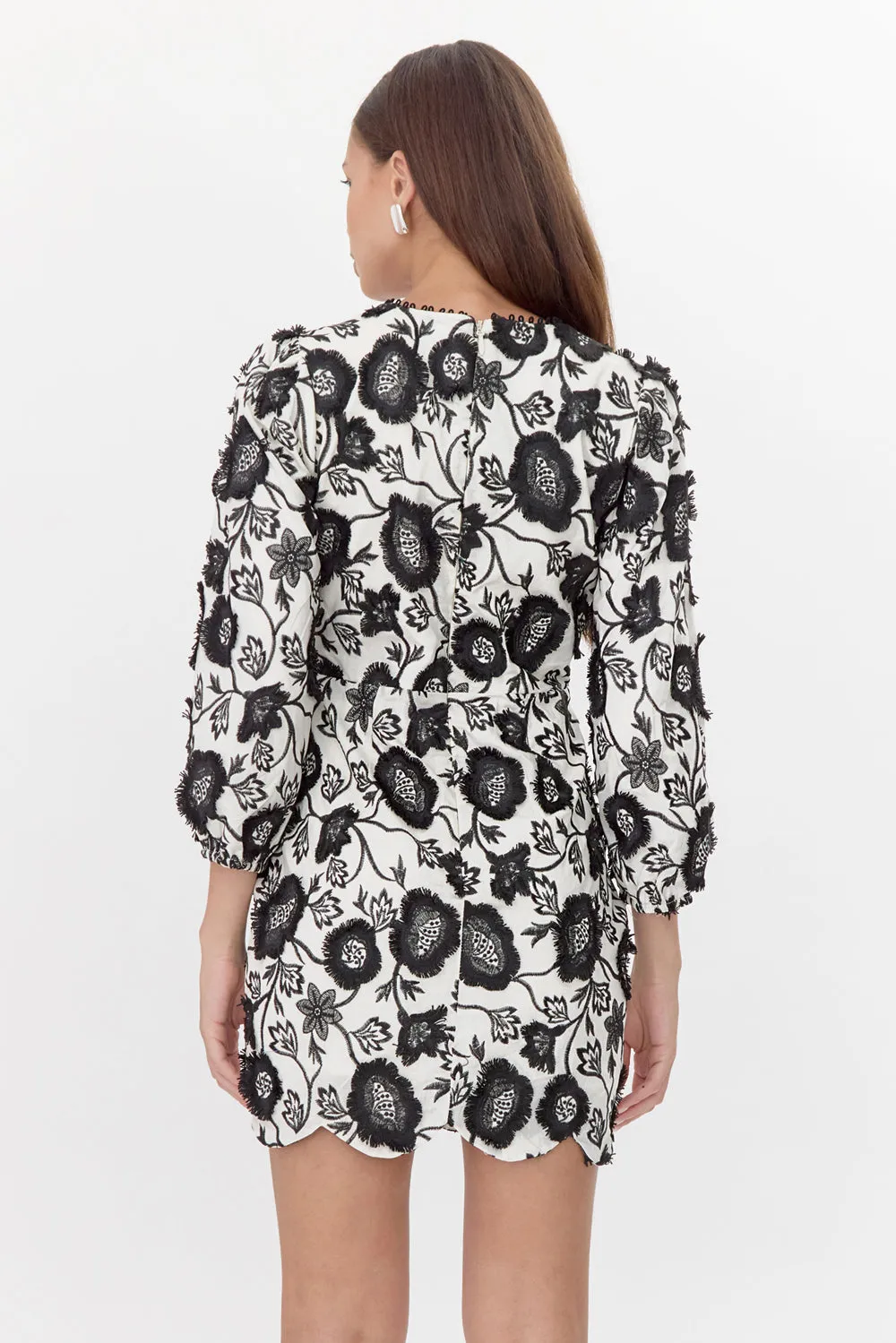 Danica 3D Embroidered Scalloped Mini Dress