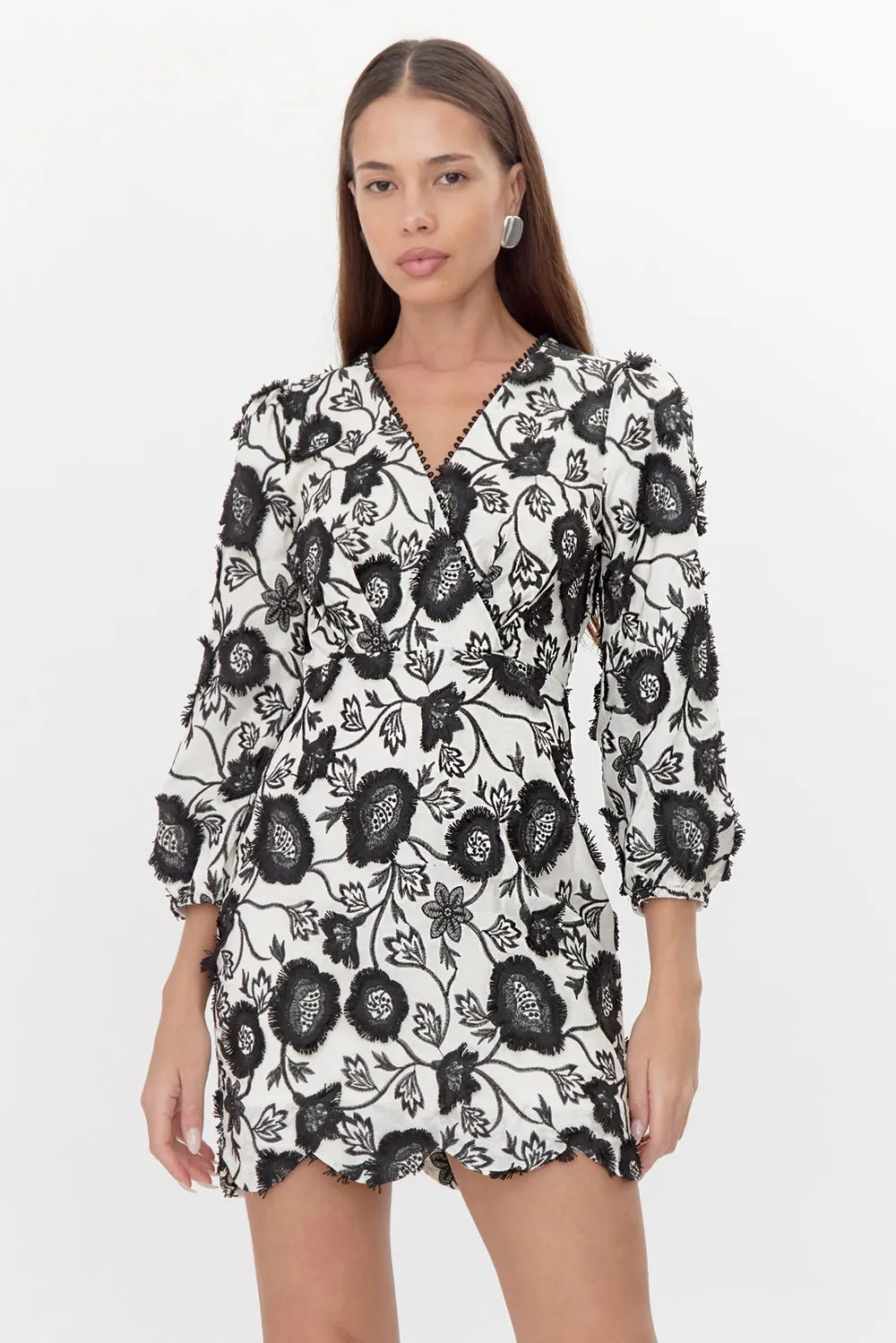 Danica 3D Embroidered Scalloped Mini Dress