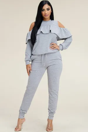 Daphane Cold Shoulder Ruffle Set