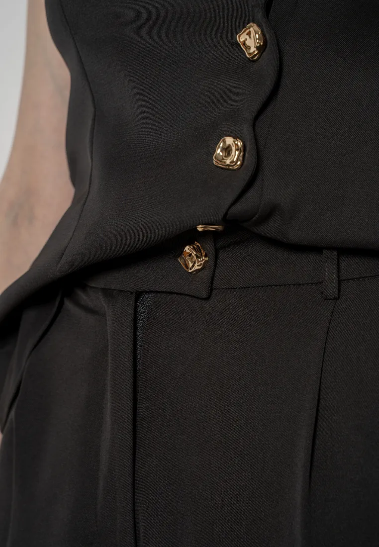 Deliena Wide Legged Long Pants (Black)