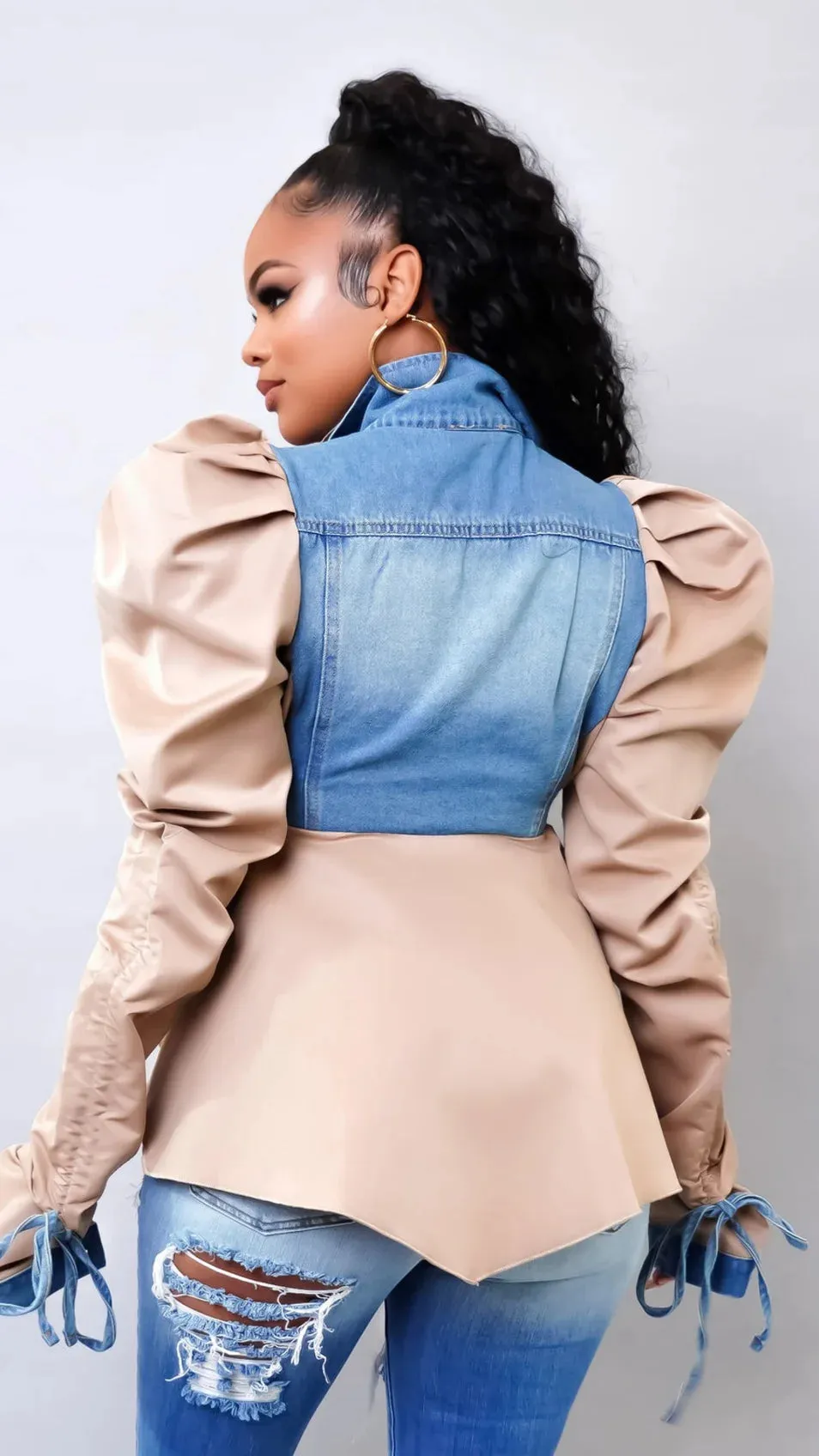 Denim Peplum Blouse