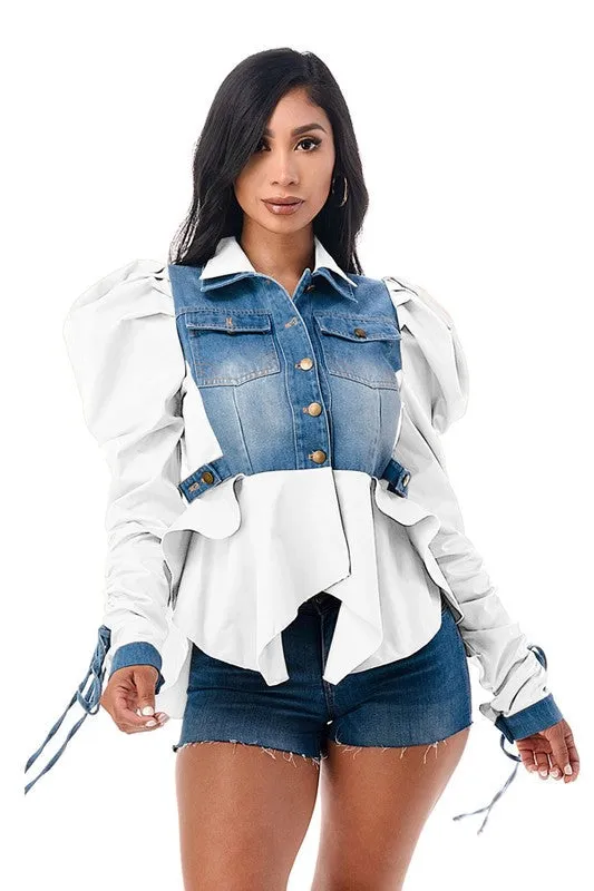 Denim Peplum Blouse
