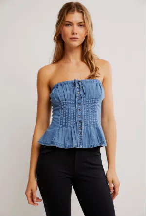 DENIM WINK WINK TUBE TOP-MEDUIM WASH