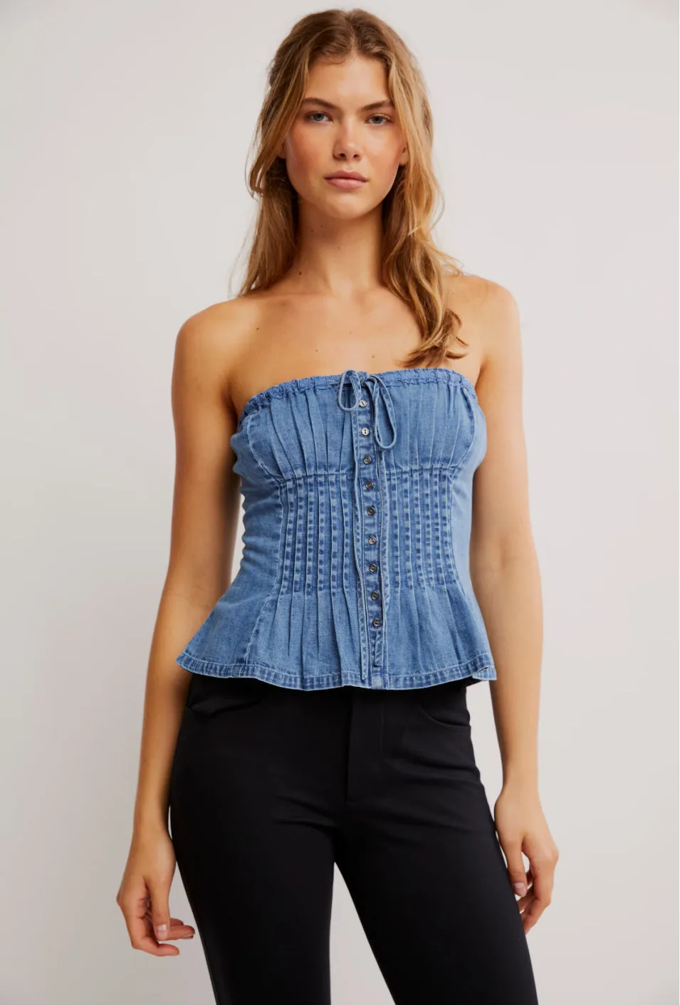 DENIM WINK WINK TUBE TOP-MEDUIM WASH
