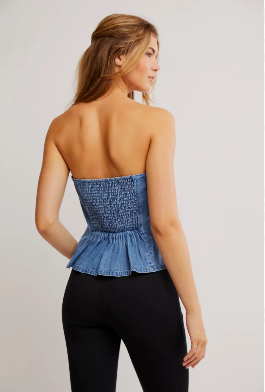 DENIM WINK WINK TUBE TOP-MEDUIM WASH