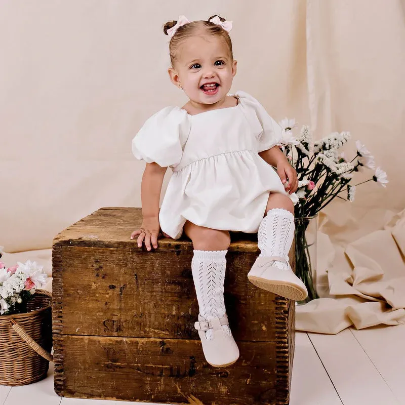 Designer Kidz | Grace Tie Back Romper | Ecru
