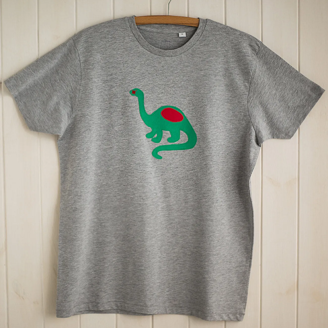 Dinosaur Applique T-shirt - unisex/mens fit - Grey