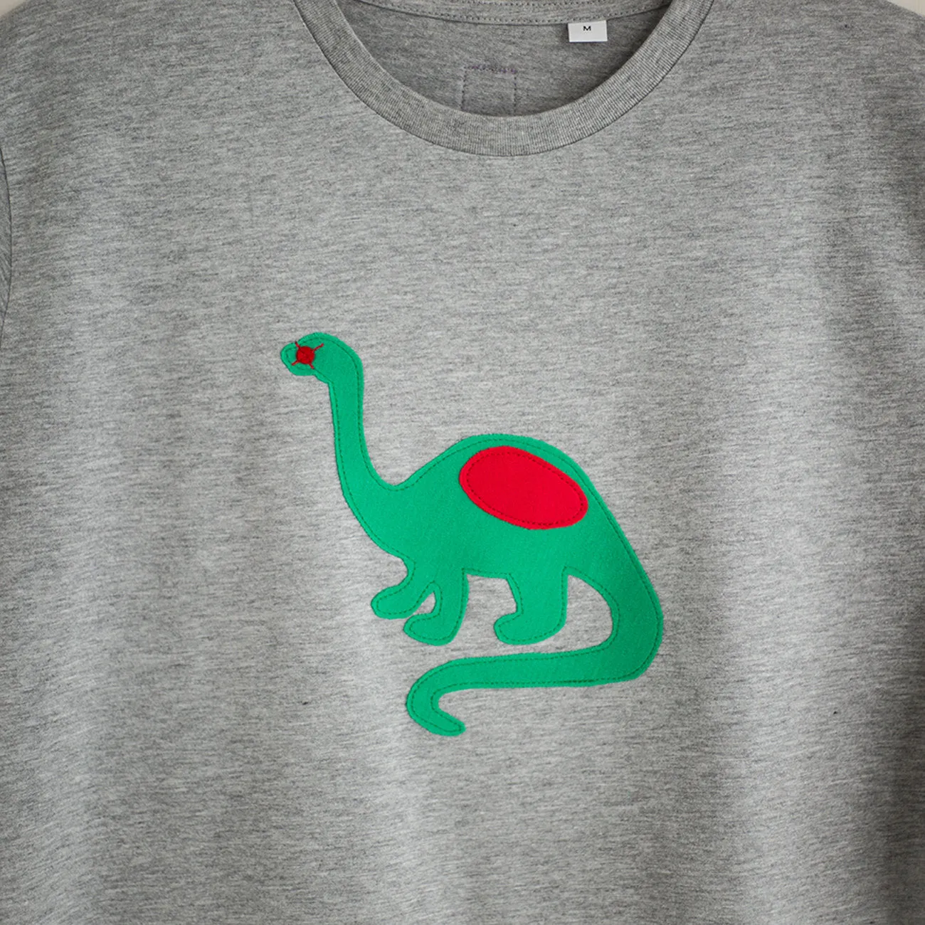 Dinosaur Applique T-shirt - unisex/mens fit - Grey