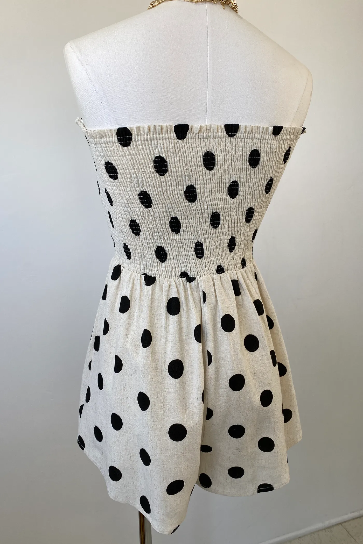 Dot Print Strapless Romper