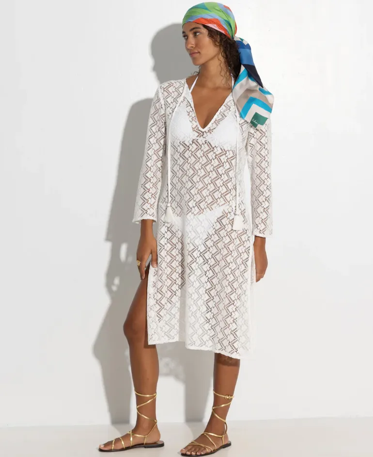 Echo Astrid Longline Lace Dress White