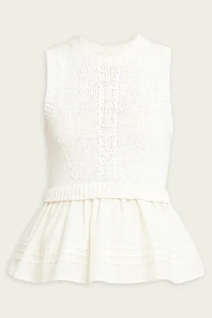 Edda Sleeveless Peplum Top in Ivory