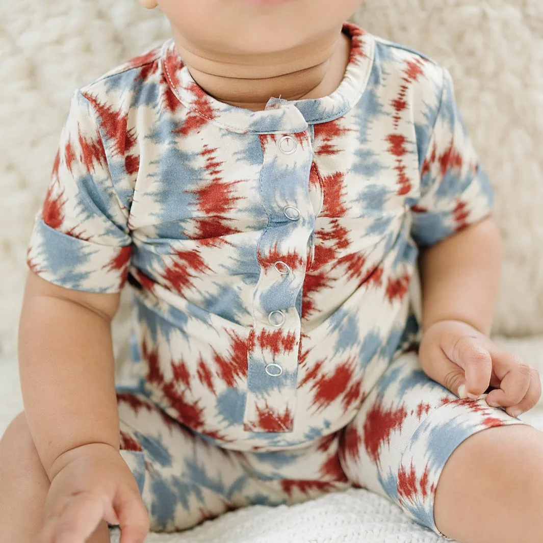 Effortless Shortie Bamboo Romper - Americana Tie Dye