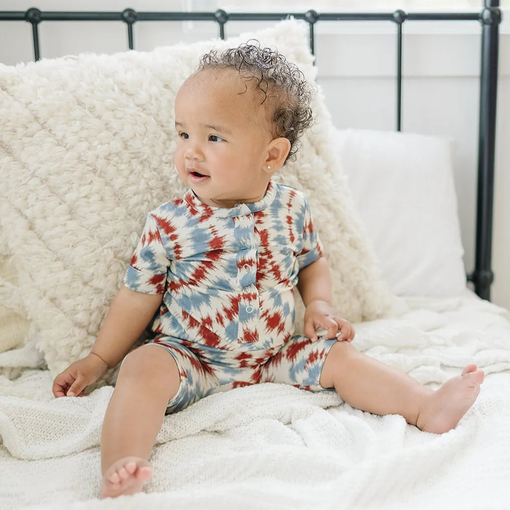 Effortless Shortie Bamboo Romper - Americana Tie Dye