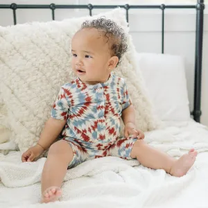 Effortless Shortie Bamboo Romper - Americana Tie Dye