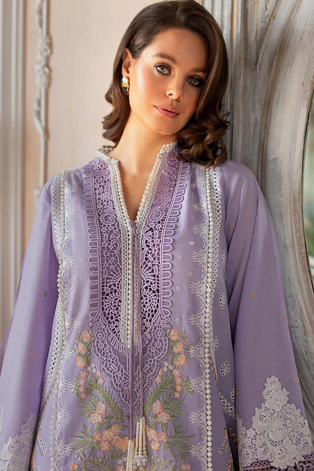 Eid Dress in Lilac Chikankar Kameez Salwar Style Pakistani Party Wear