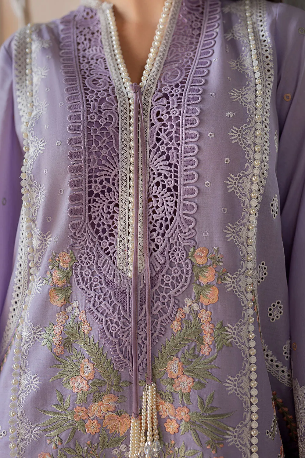 Eid Dress in Lilac Chikankar Kameez Salwar Style Pakistani Party Wear