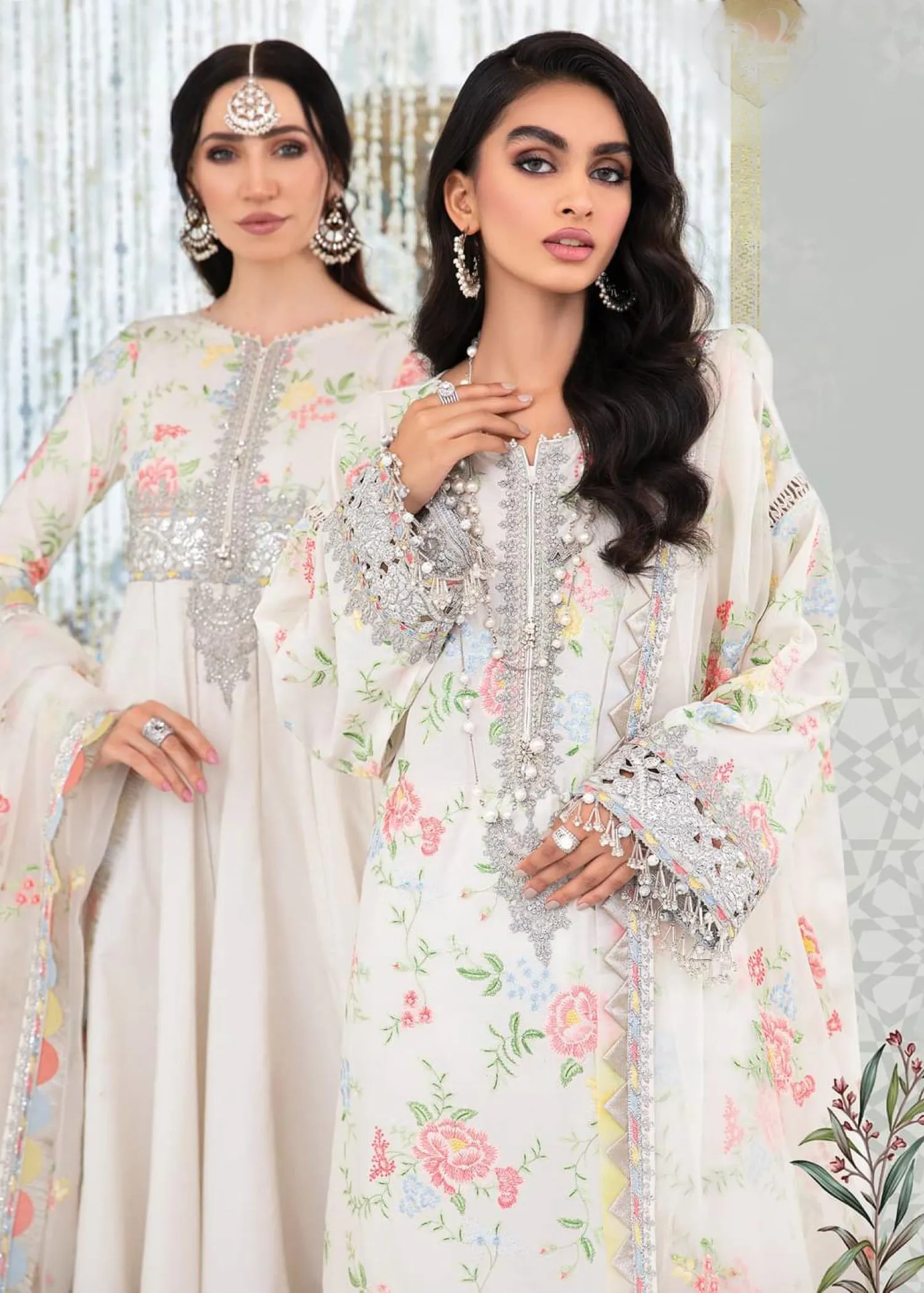 EL-22-02-White | Maria.B. Lawn Eid Collection 2022 | Unstitched Embroidered Lawn Suit