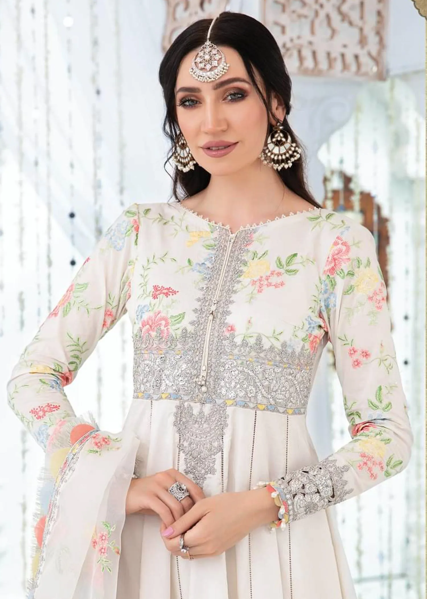 EL-22-02-White | Maria.B. Lawn Eid Collection 2022 | Unstitched Embroidered Lawn Suit