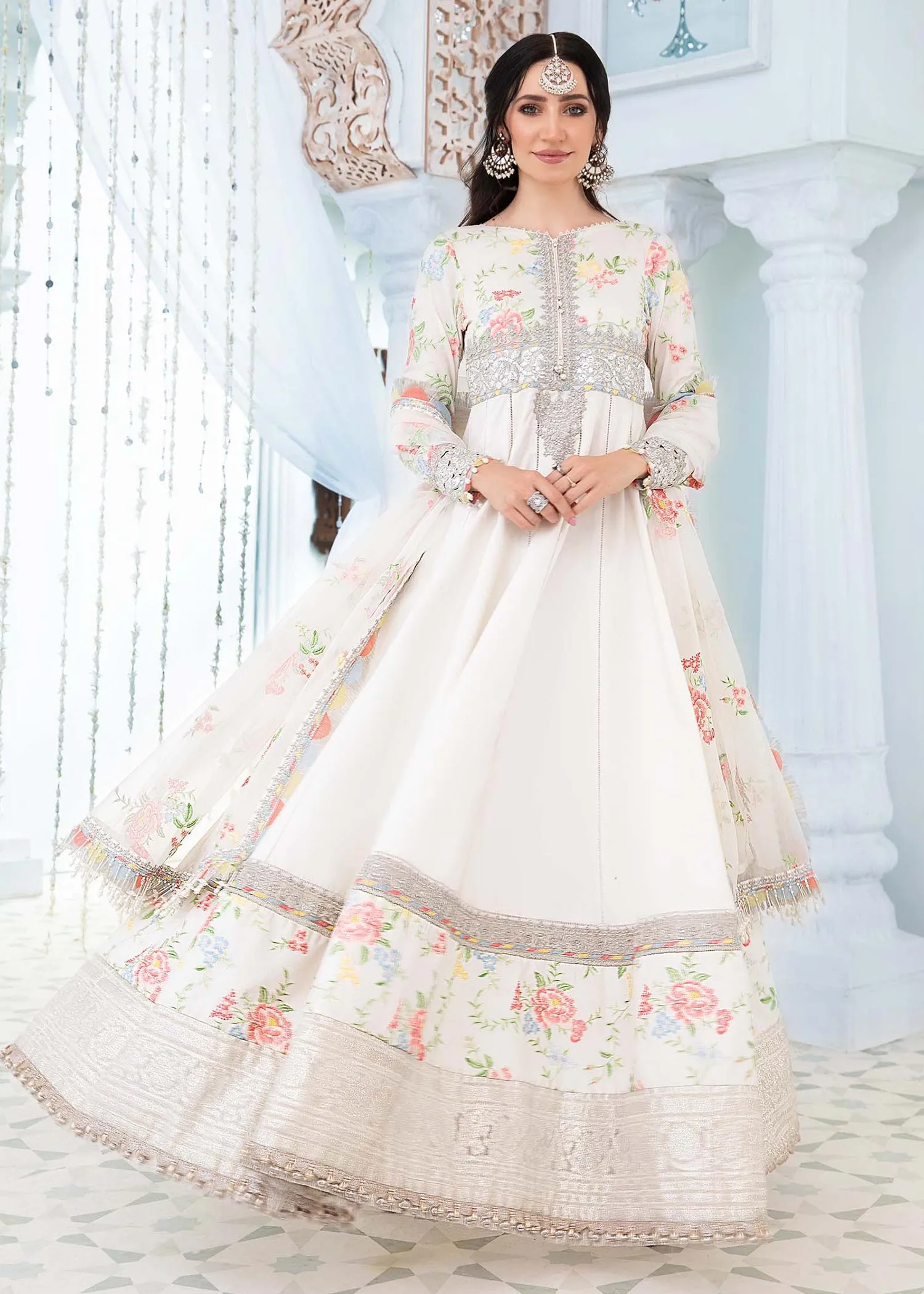 EL-22-02-White | Maria.B. Lawn Eid Collection 2022 | Unstitched Embroidered Lawn Suit