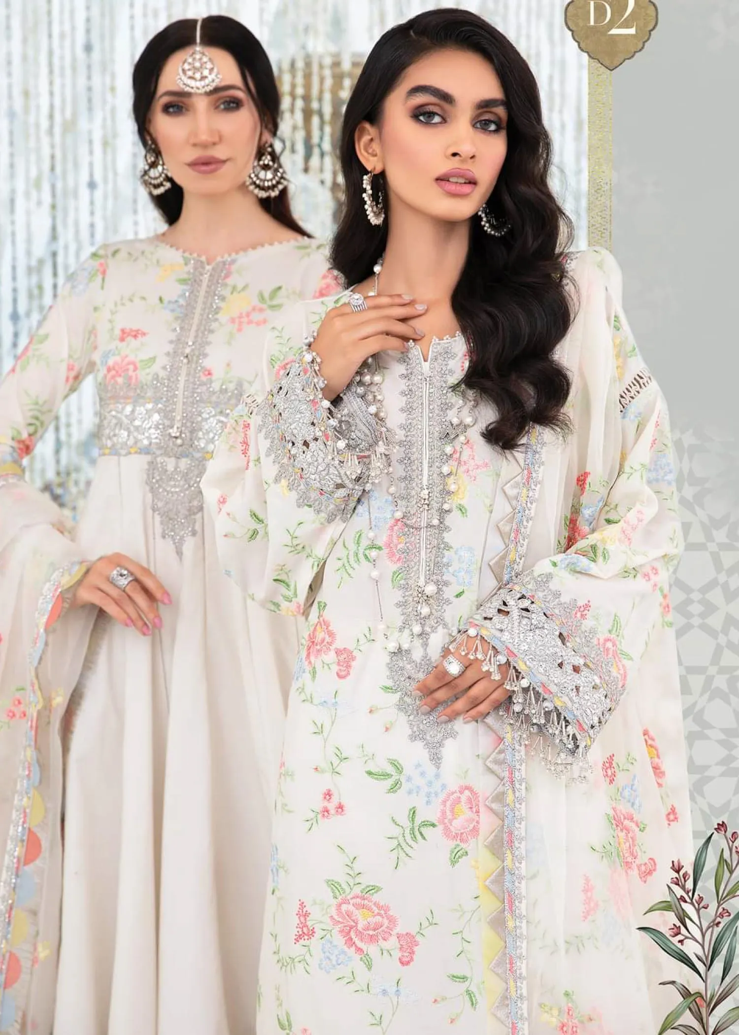 EL-22-02-White | Maria.B. Lawn Eid Collection 2022 | Unstitched Embroidered Lawn Suit