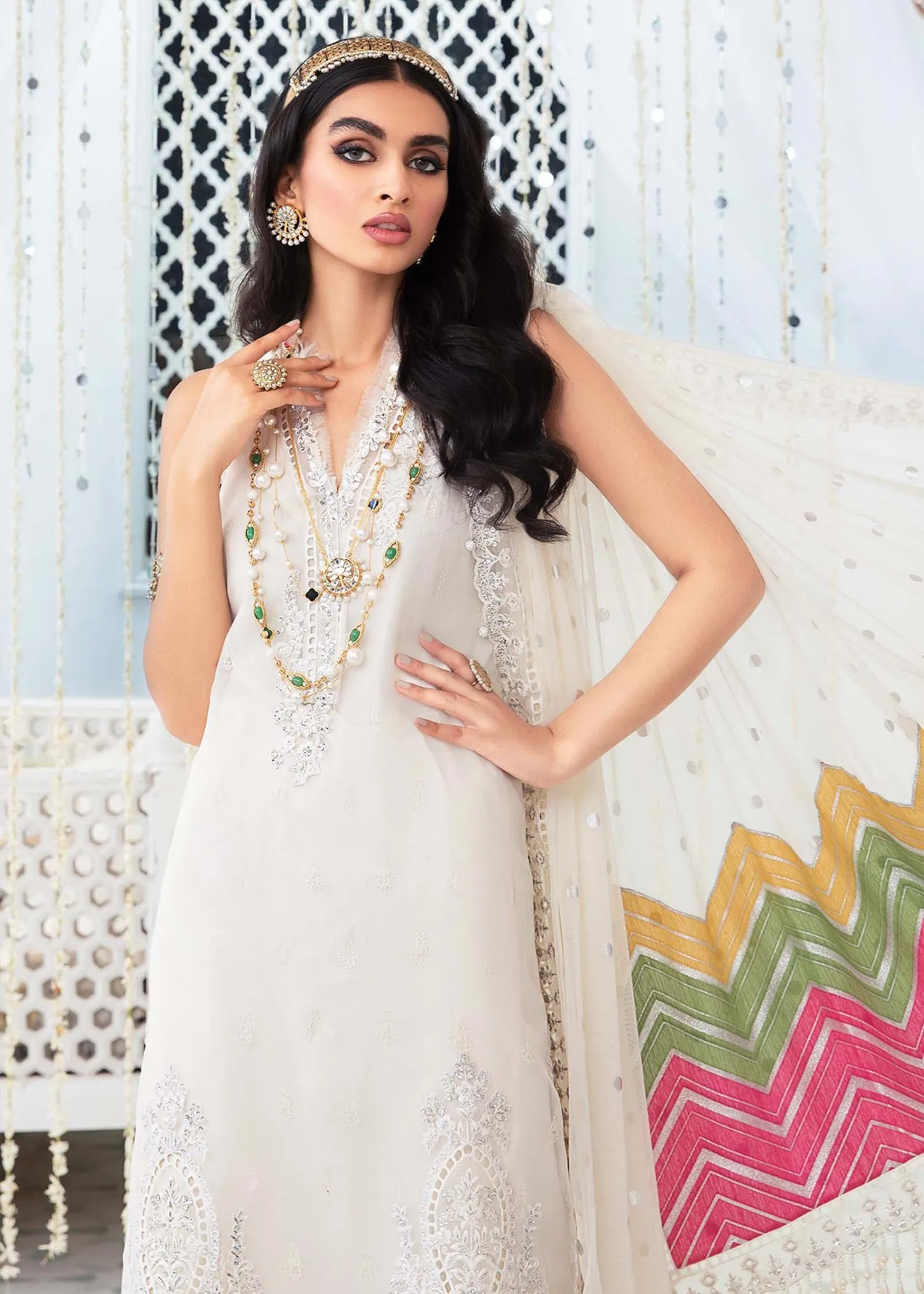 EL-22-10-Off White | Maria.B. Lawn Eid Collection 2022 | Unstitched Embroidered Lawn Suit