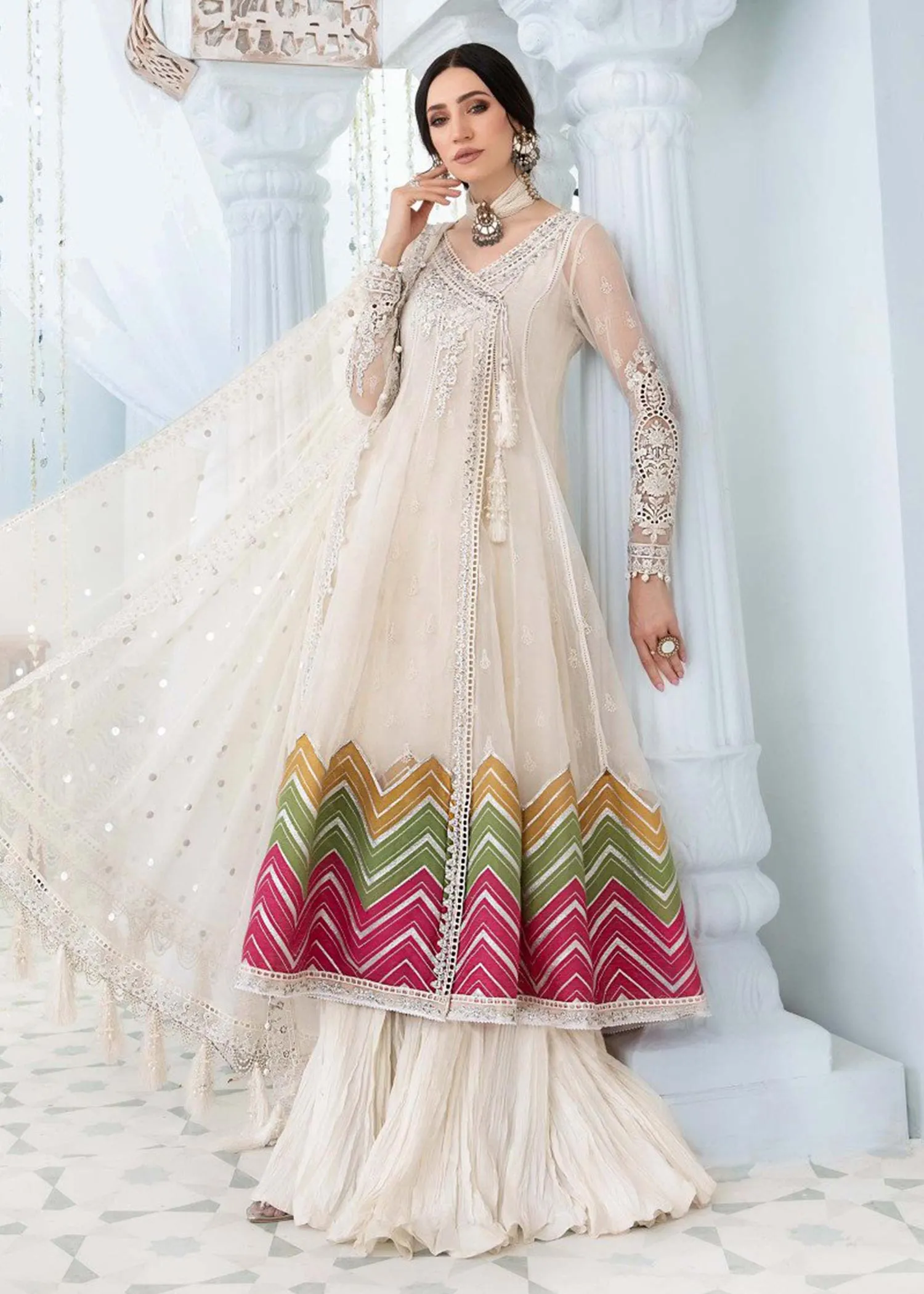 EL-22-10-Off White | Maria.B. Lawn Eid Collection 2022 | Unstitched Embroidered Lawn Suit