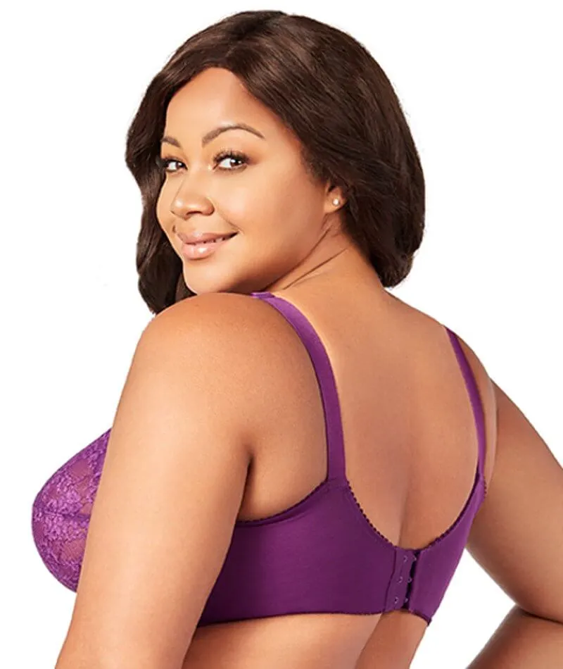 Elila Embroidered Lace Wire-Free Bra - Aubergine