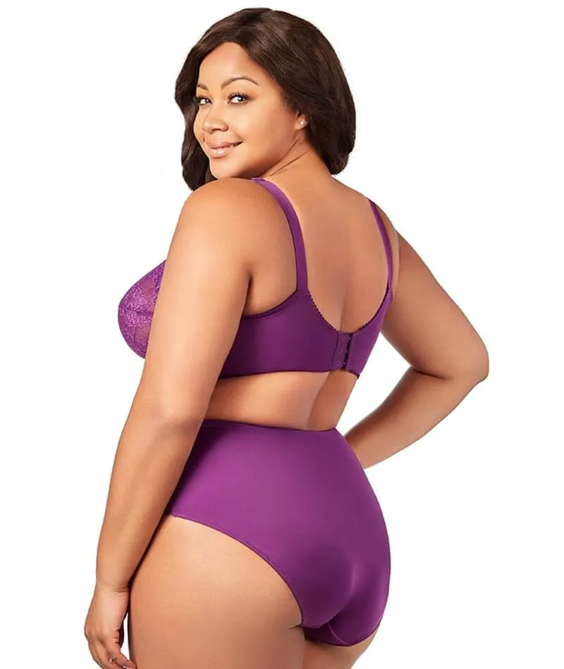 Elila Embroidered Lace Wire-Free Bra - Aubergine