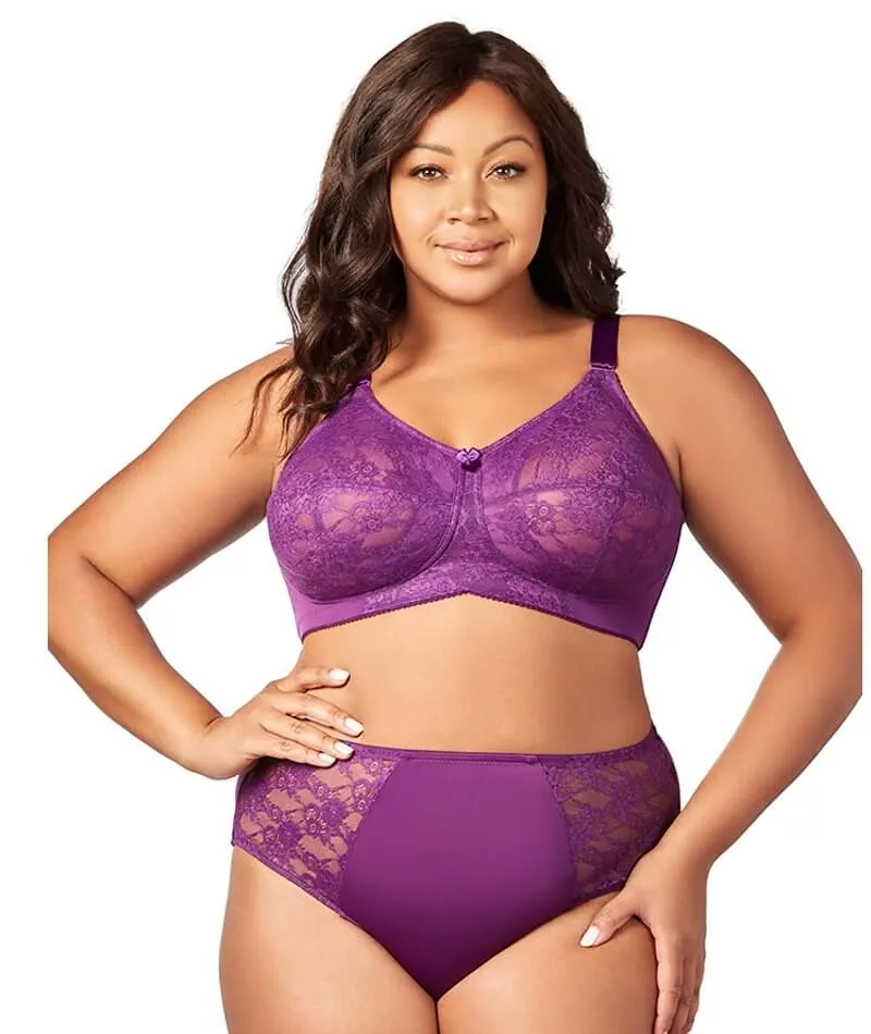 Elila Embroidered Lace Wire-Free Bra - Aubergine