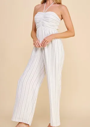 Elina Ruched Tie Jumpsuit