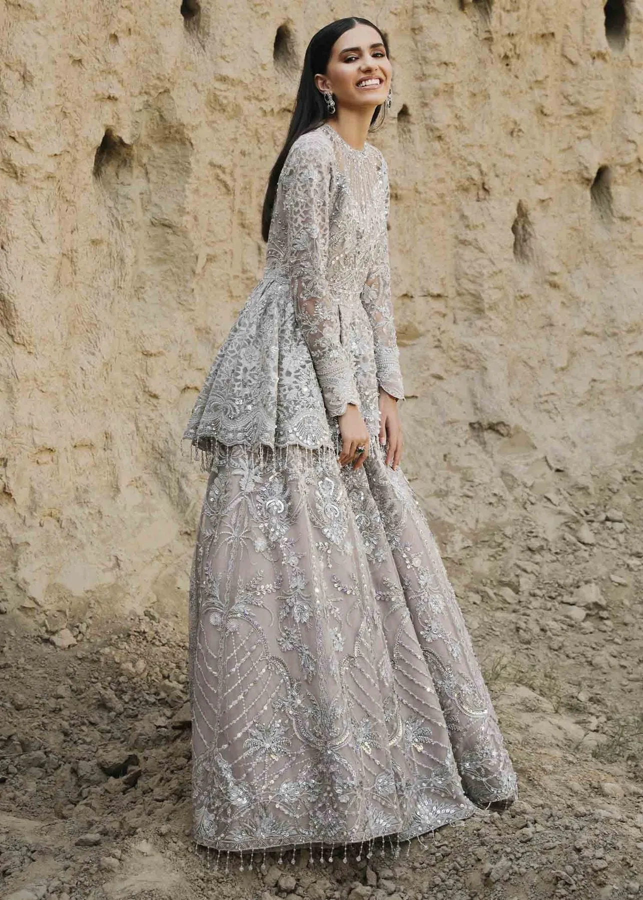 Embellished Bridal Peplum Dress Indian Lehenga #BN1056