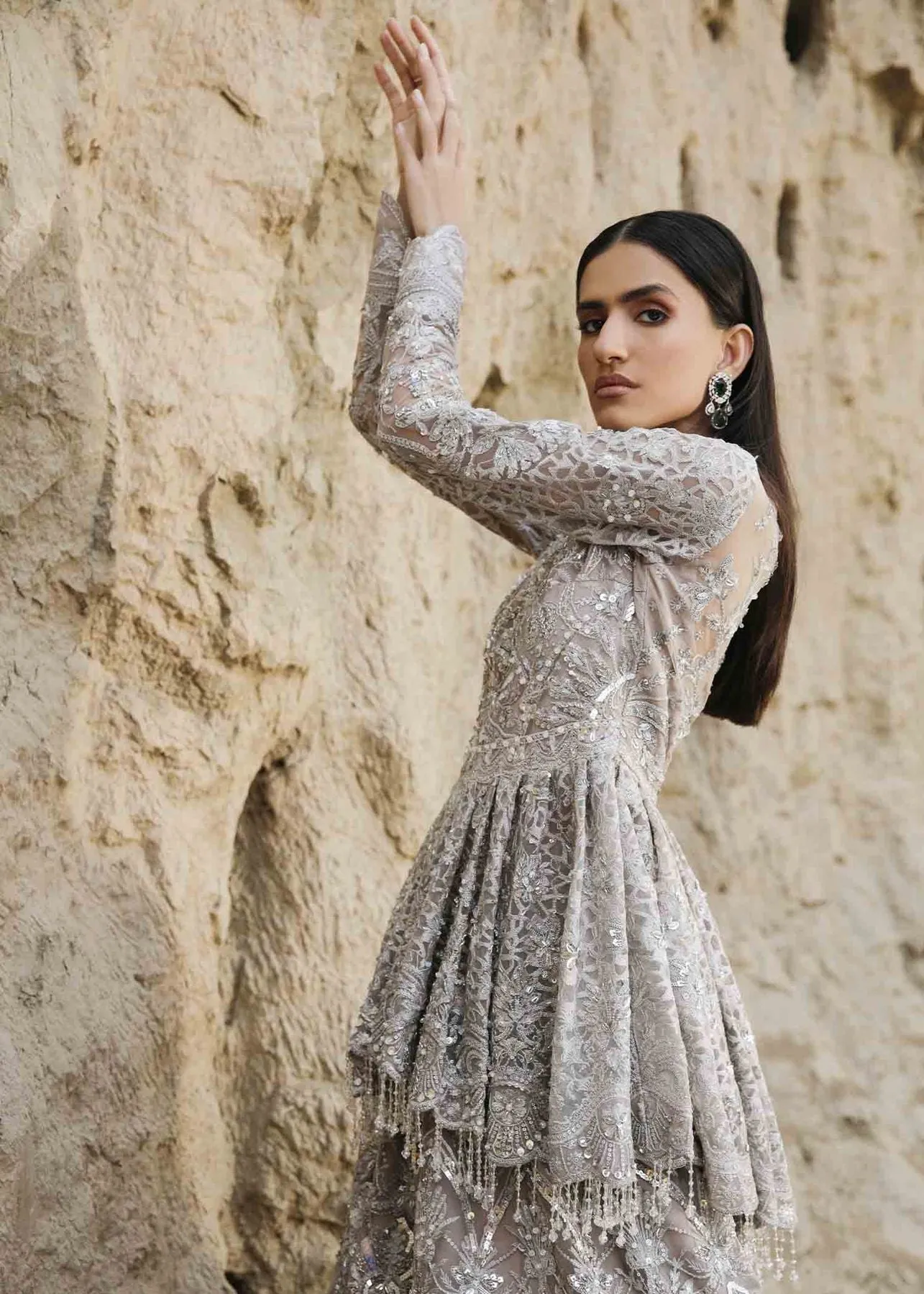 Embellished Bridal Peplum Dress Indian Lehenga #BN1056