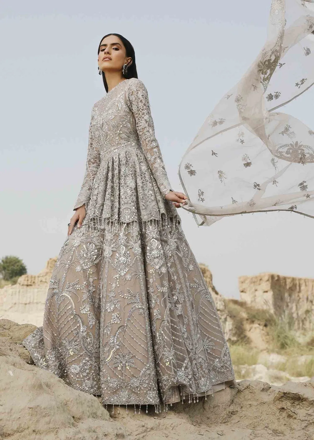 Embellished Bridal Peplum Dress Indian Lehenga #BN1056
