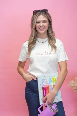 Embroidered Floral Teacher Tee