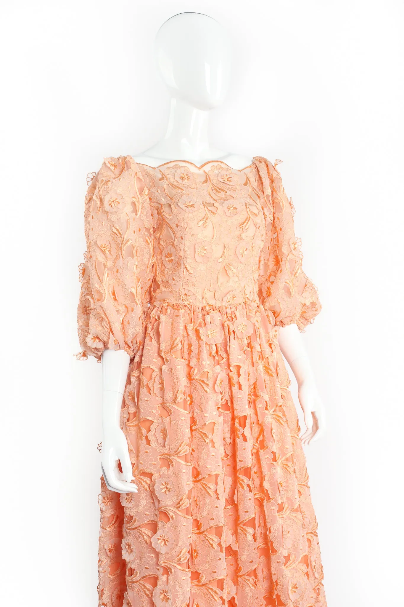 Embroidered Lace Balloon Sleeve Dress