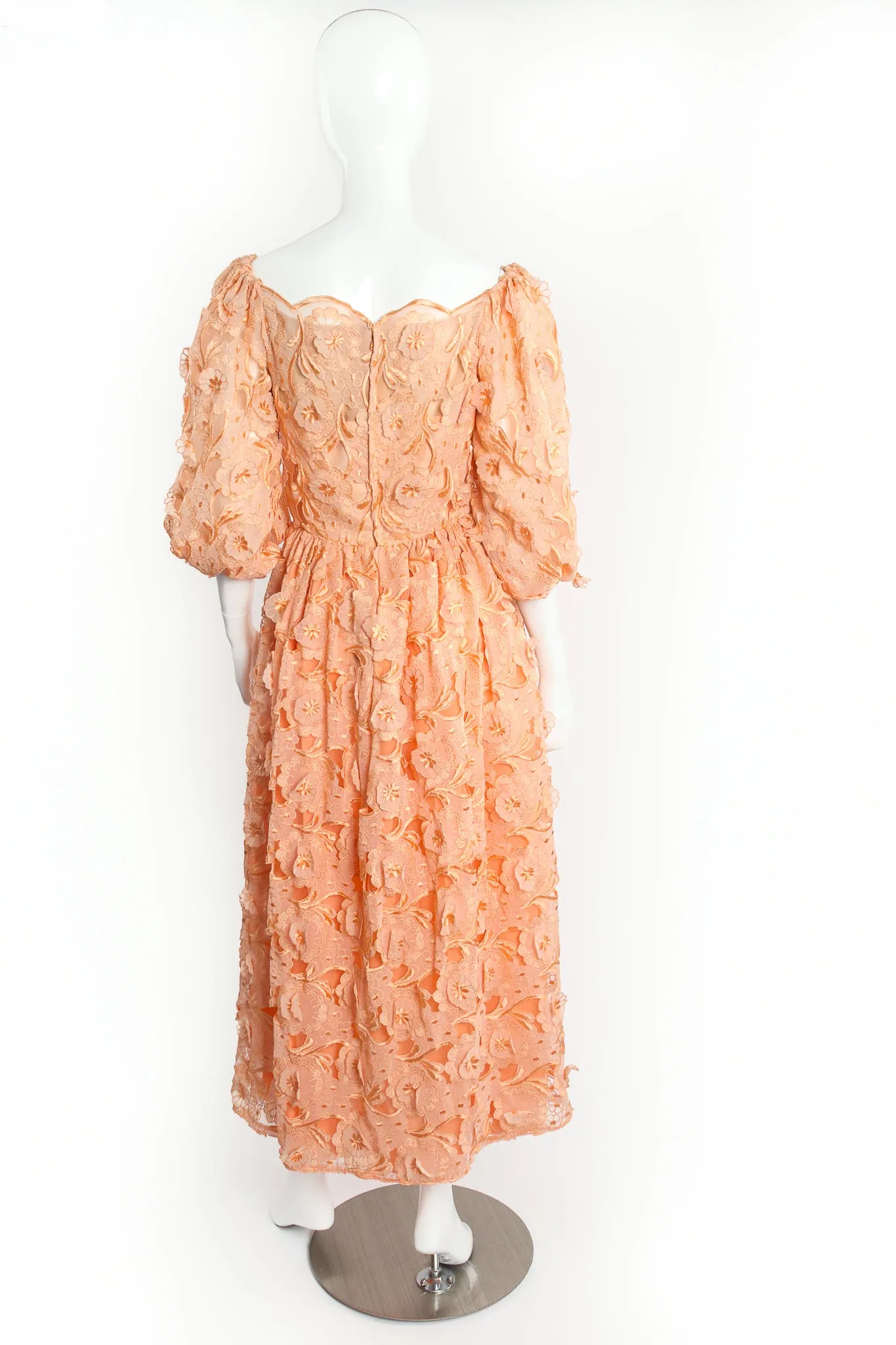 Embroidered Lace Balloon Sleeve Dress