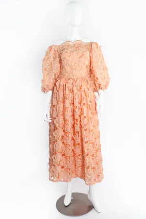Embroidered Lace Balloon Sleeve Dress