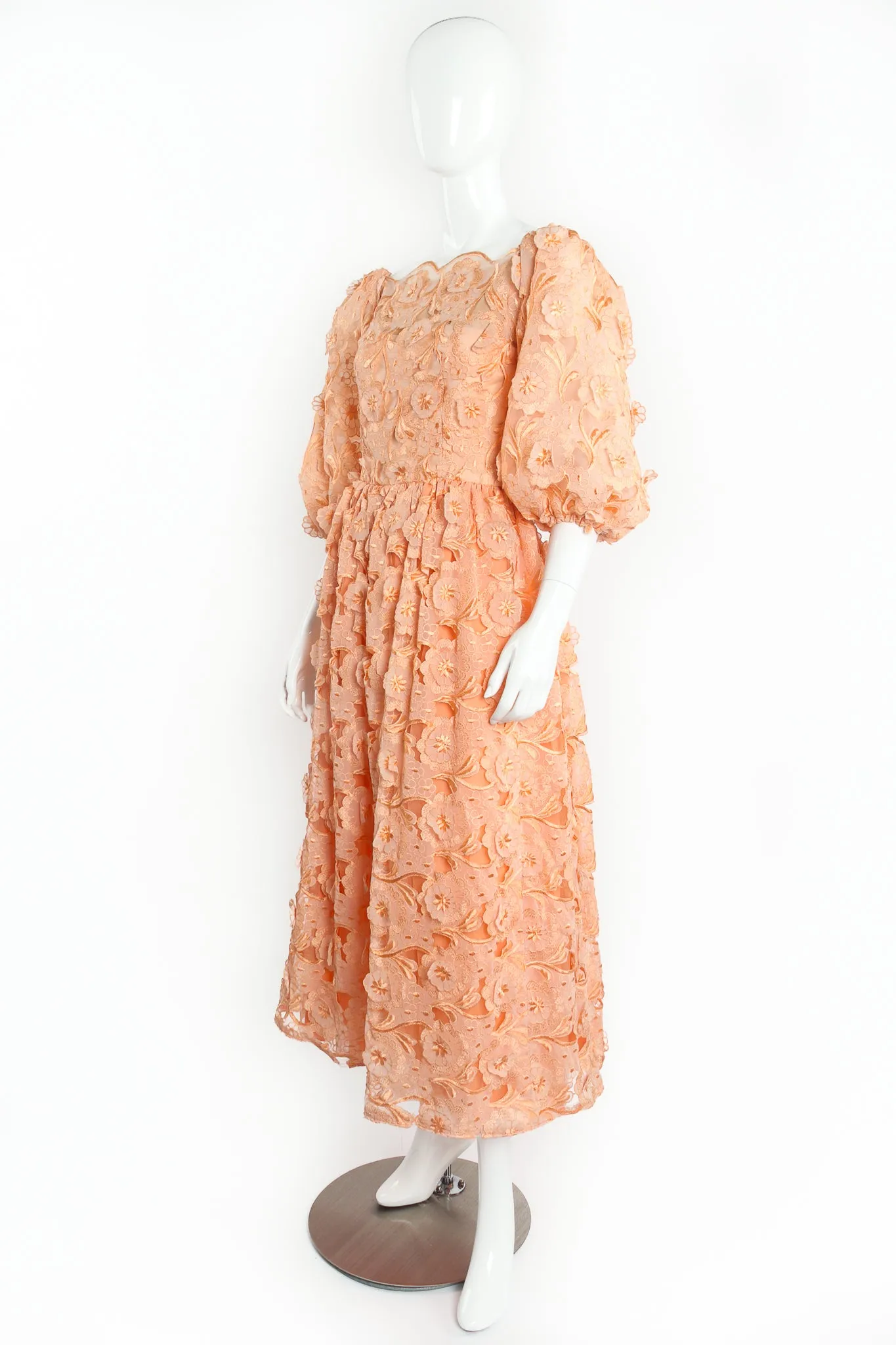 Embroidered Lace Balloon Sleeve Dress
