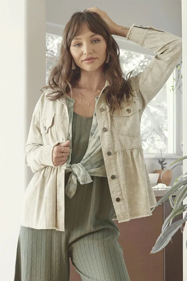 Embroidered Peplum Hem Jacket