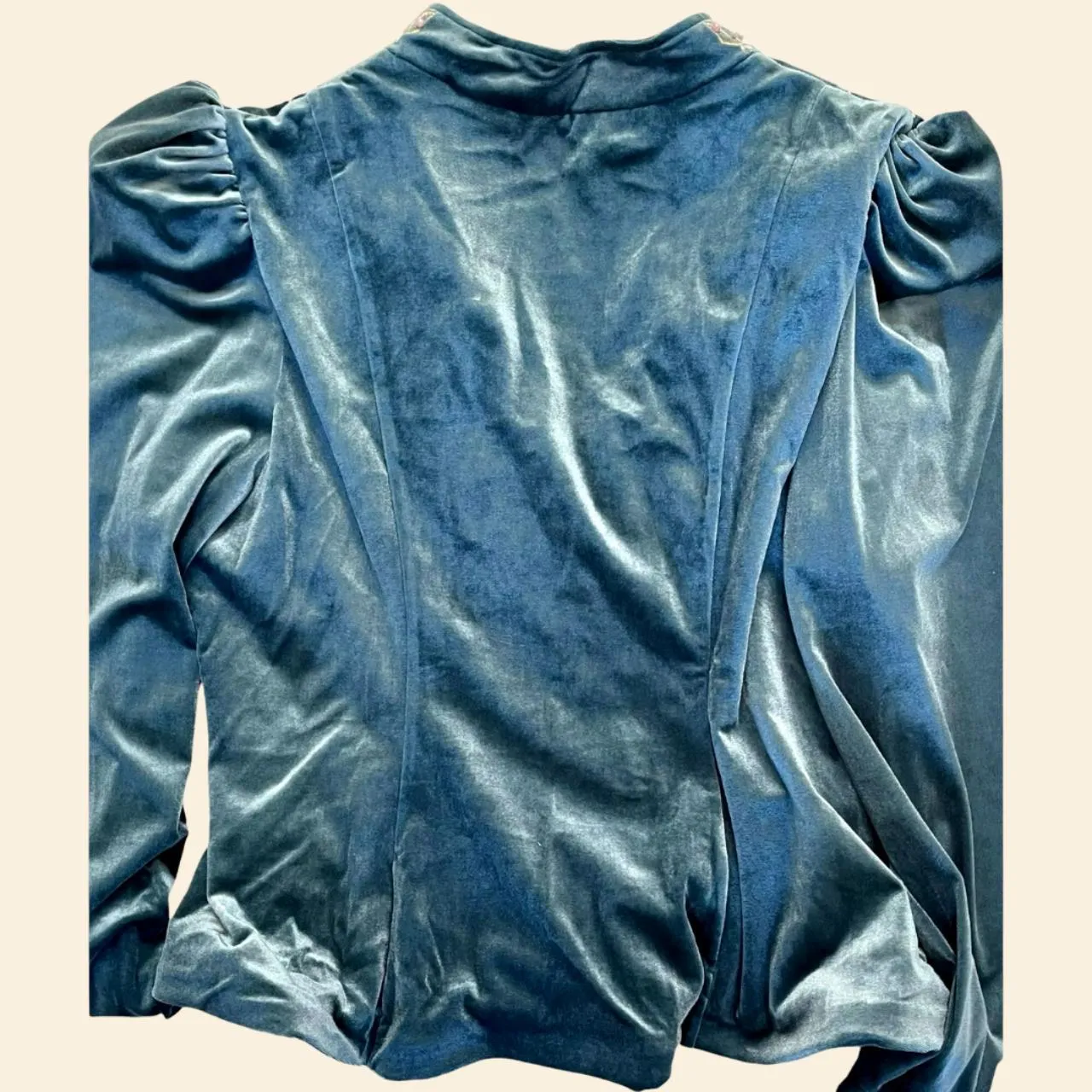 Embroidered Peplum Velvet Blouse