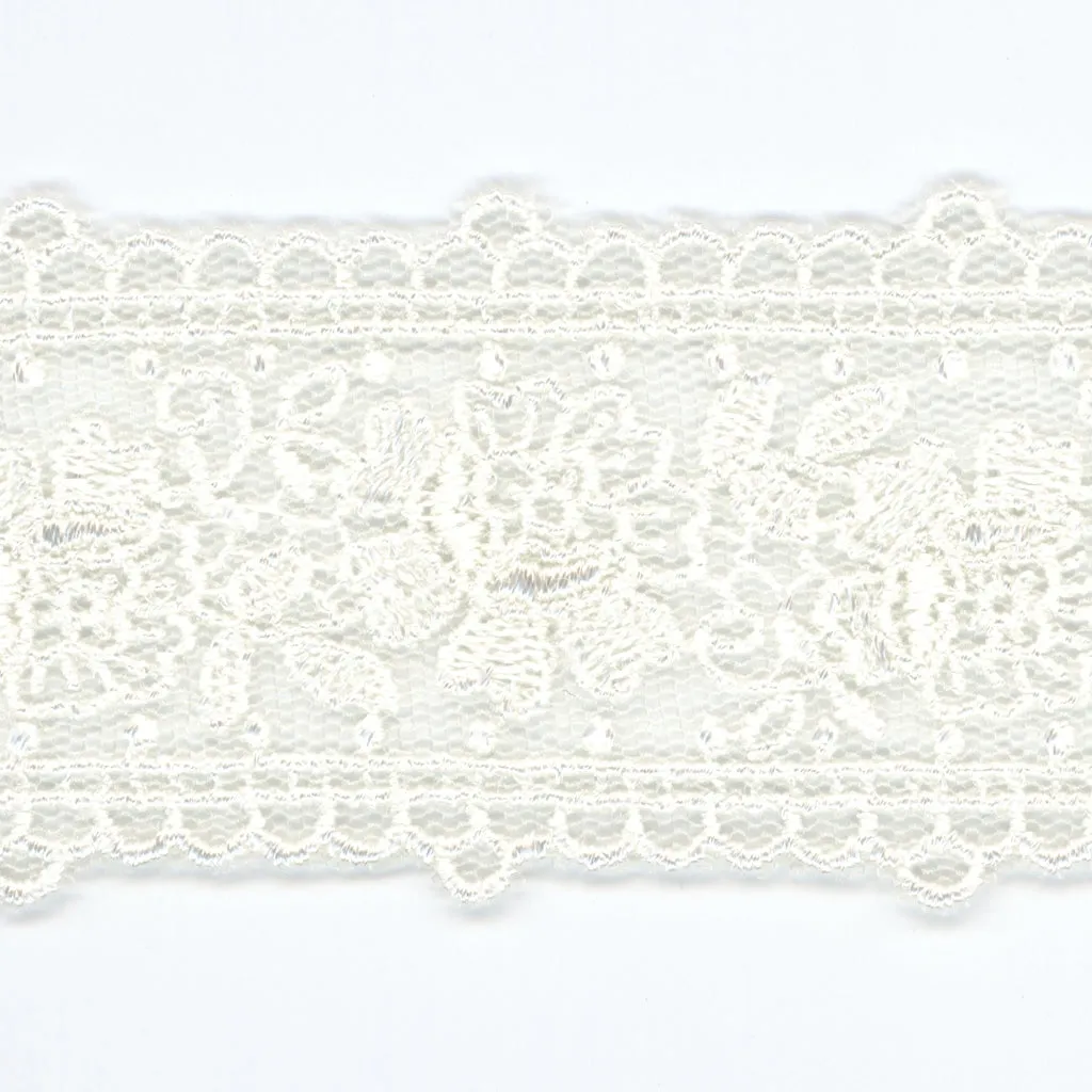 Embroidered Tulle Lace #00 Off White