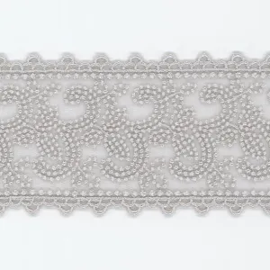 Embroidered Tulle Lace #100 Pale Silver