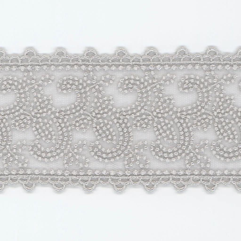 Embroidered Tulle Lace #100 Pale Silver