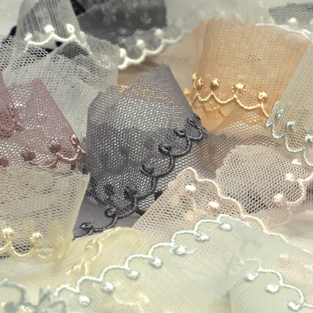 Embroidered Tulle Lace #100 Pale Silver