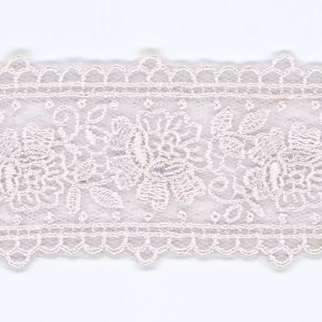 Embroidered Tulle Lace #146 White Purple